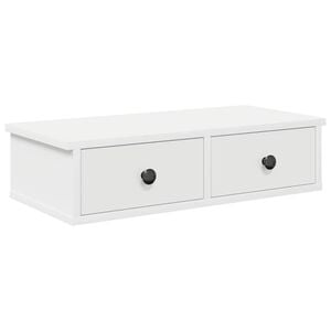 vidaXL Wall Shelf with Drawers White 60x28x15 cm Engineered Wood