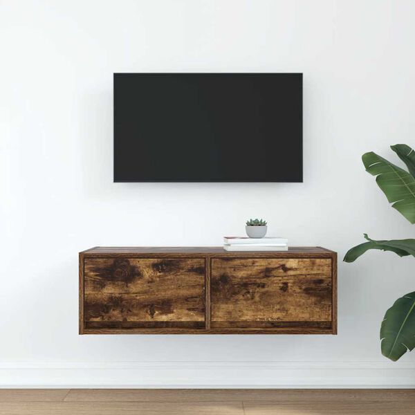vidaXL TV Cabinet Smoked Oak 80x31x25.5 cm Engineered Wood