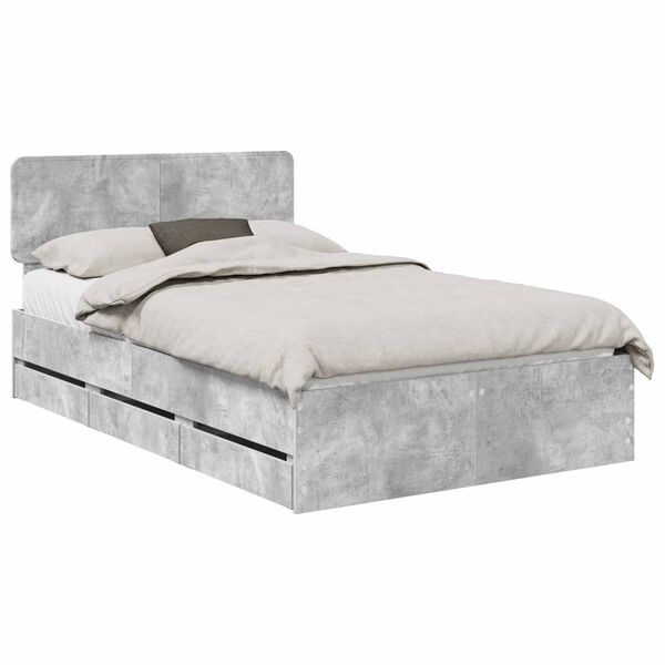 vidaXL Bed Frame Concrete Grey 135 x 190 cm Engineered Wood