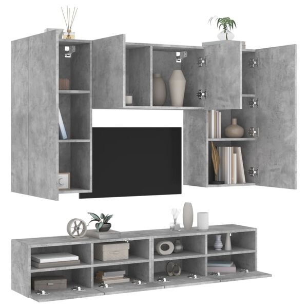 vidaXL 5 Piece TV Wall Units Concrete Grey Engineered Wood