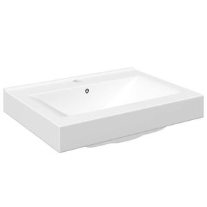 Rectangular Ceramic Basin Sink White with Faucet Hole 60x46 cm