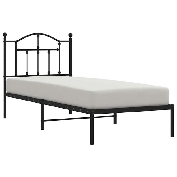 vidaXL Metal Bed Frame without Mattress with Headboard Black 90x200cm