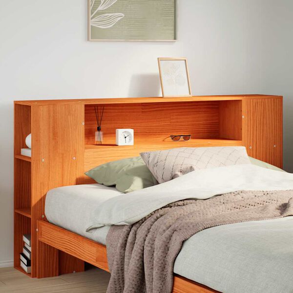 vidaXL Headboard with Storage Wax Brown 150 cm Solid Wood Pine