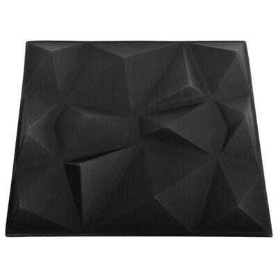 vidaXL 3D Wall Panels 12 pcs 50x50 cm Diamond Black 3 m²