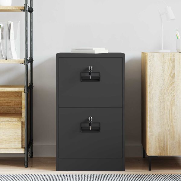 vidaXL File Cabinet Black 44 x 50 x 74.5 cm Cold-Rolled Steel