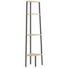 vidaXL 4-Tier Corner Shelf Light Brown and Black 45.5x31.5x150 cm