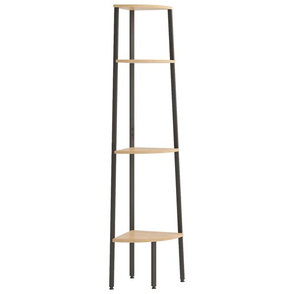 vidaXL 4-Tier Corner Shelf Light Brown and Black 45.5x31.5x150 cm