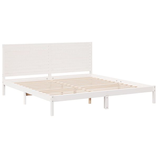 vidaXL Extra Long Bed Frame without Mattress White 200x210 cm Solid Wood