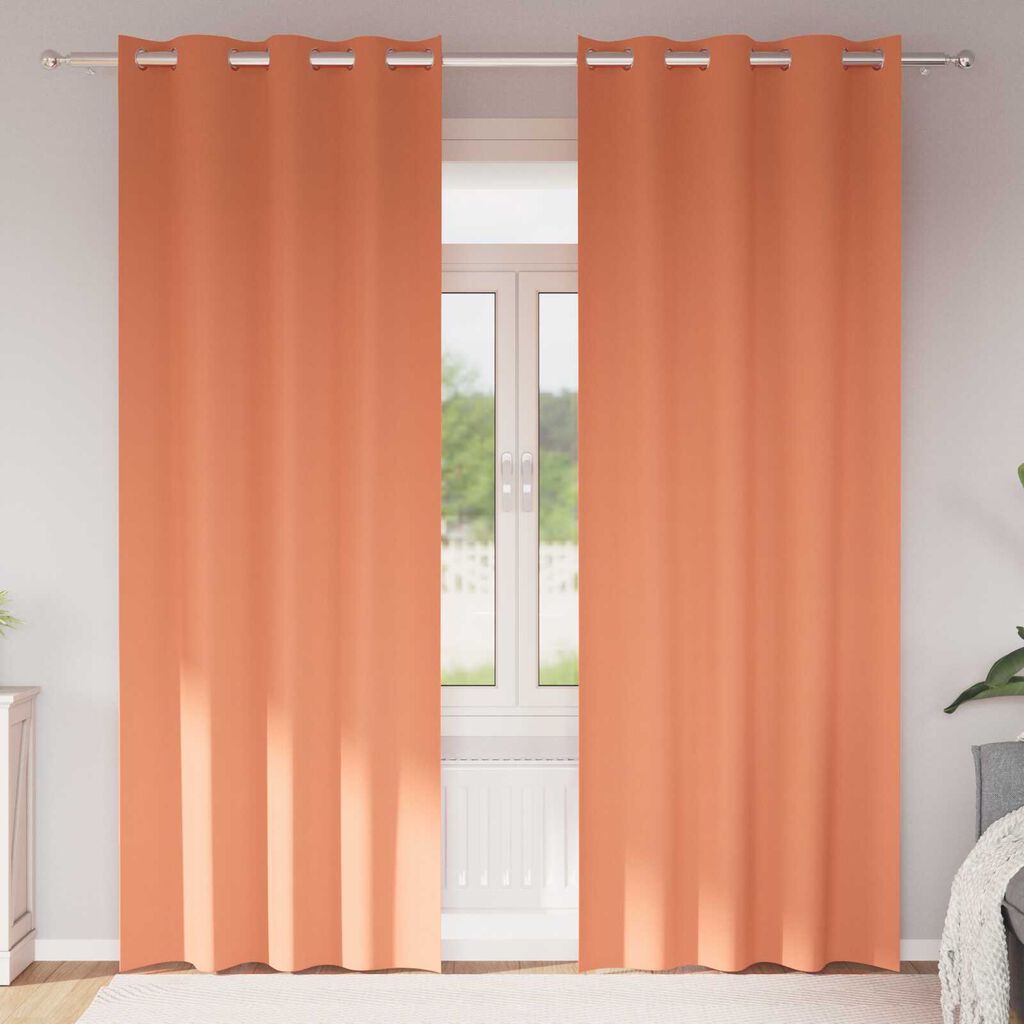 vidaXL Curtains with Curtains 2 pcs Terracotta 260 x 140 cm Polyester