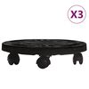 vidaXL Plant Trolleys with Wheels 3 pcs Diameter 30 cm Black 170 kg