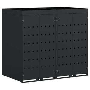 vidaXL Wheelie Bin Storage for 3 Bins Black 204 x 77.5 x 121.5 cm