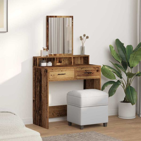 vidaXL Dressing Table Old Wood 79 x 41 x 140 cm Engineered Wood