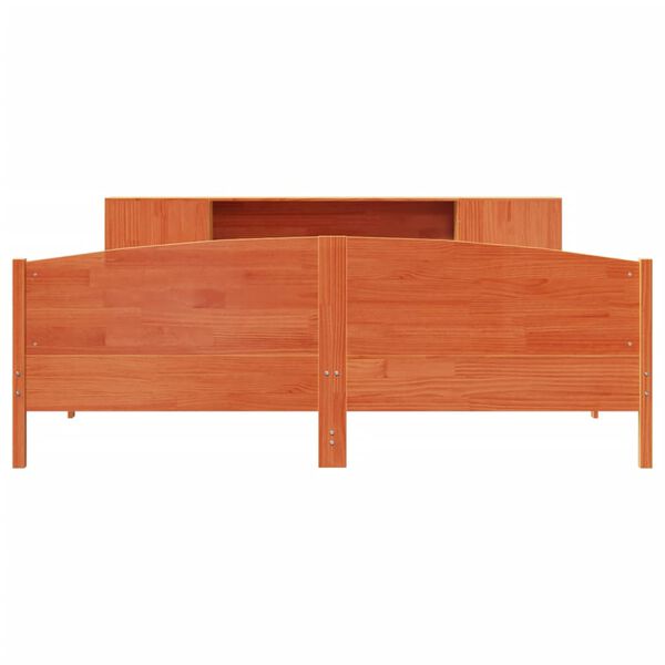 vidaXL Bookcase Bed without Mattress Wax Brown 180x200cm Solid Wood Pine