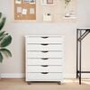 vidaXL Rolling Cabinet with Drawers MOSS White Solid Wood Pine
