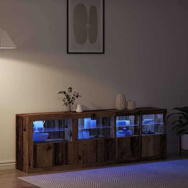 vidaXL LED Sideboard Old Wood 202 x 37 x 67 cm Engineered Wood