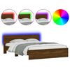 vidaXL Bed Frame with Headboard and LED Brown Oak 150x200 cm King Size