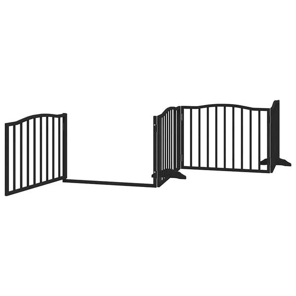 vidaXL Dog Gate with Door Foldable 4 Panels Black 320 cm Poplar Wood