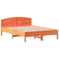 vidaXL Bed Frame with Headboard Wax Brown 160x200 cm Solid Wood Pine