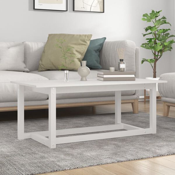 vidaXL Coffee Table White 110x55x45 cm Solid Wood Pine