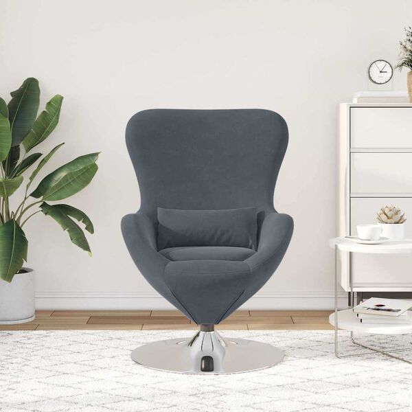 vidaXL Egg Chair Dark Grey 63 x 73 x 90 cm Velvet