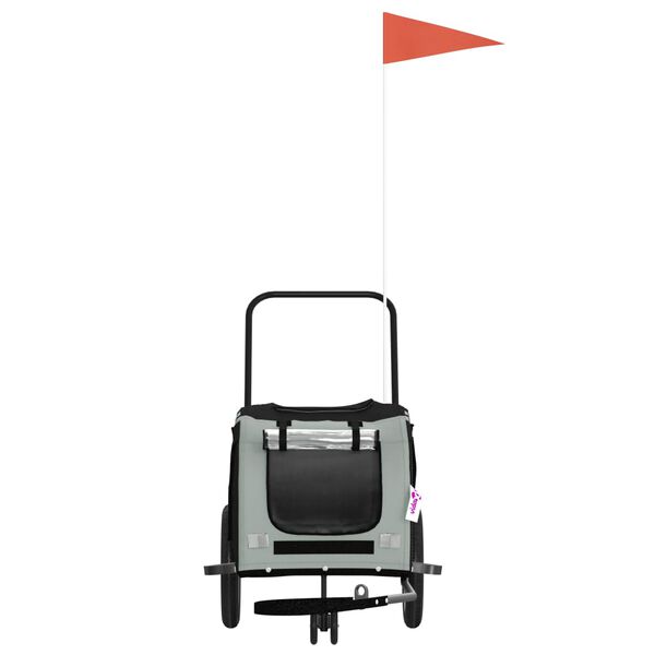 vidaXL Pet Bike Trailer Grey and Black Oxford Fabric and Iron
