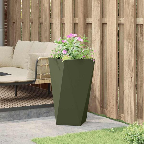 vidaXL Planter Olive Green 40 x 40 x 75 cm Steel