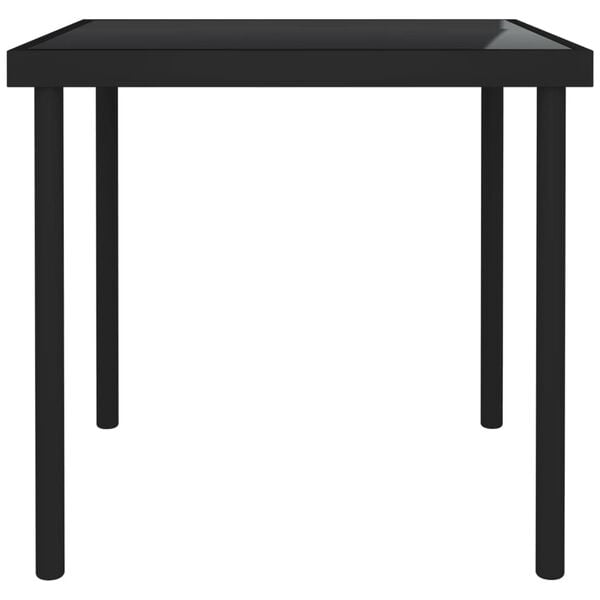 vidaXL Outdoor Dining Table Black 80x80x72 cm Glass and Steel