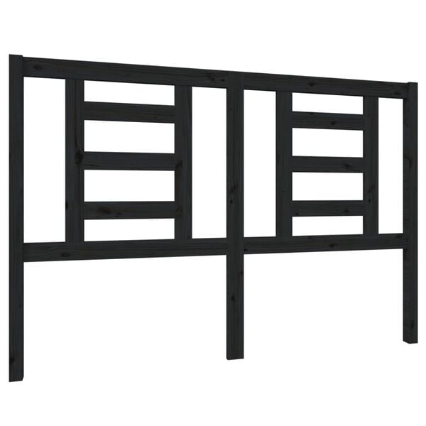 vidaXL Bed Headboard Black 146x4x100 cm Solid Wood Pine