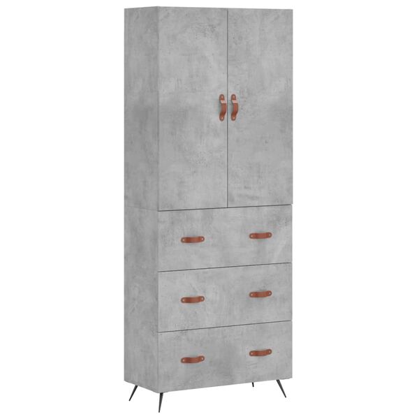 vidaXL Highboard Concrete Grey 69.5x34x180 cm Engineered Wood