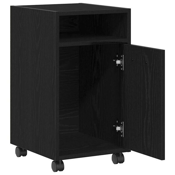 vidaXL Wheeled Side Cabinet Black Oak 33 x 38 x 60 cm Engineered Wood