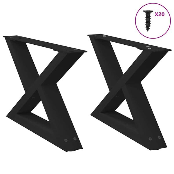 vidaXL Coffee Table Legs 2 pcs Black 50x(30-31.3) cm Steel