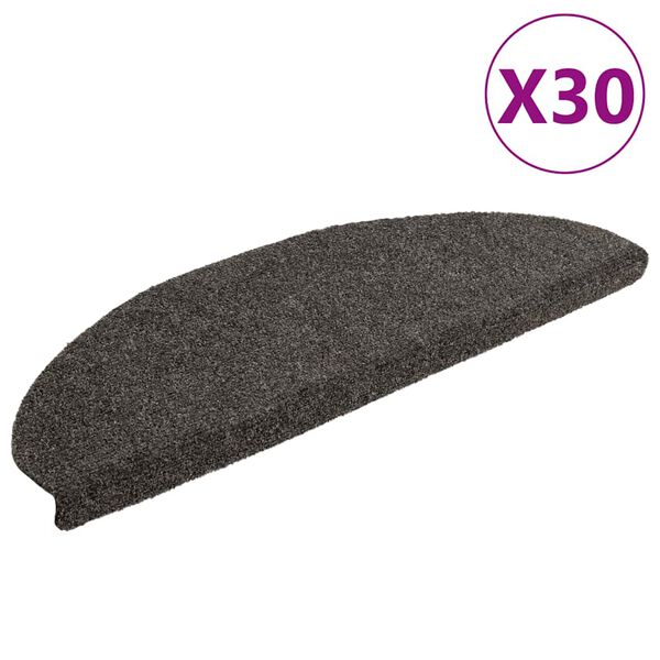vidaXL Stair Mats Self-adhesive 30 pcs 65x21x4 cm Anthracite Half Round Large
