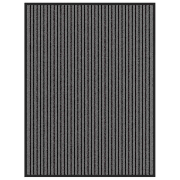 vidaXL Doormat Stripe Black and Grey 90x120 cm