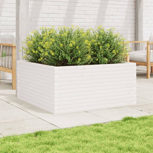 vidaXL Garden Planter White 100x100x46 cm Solid Wood Pine