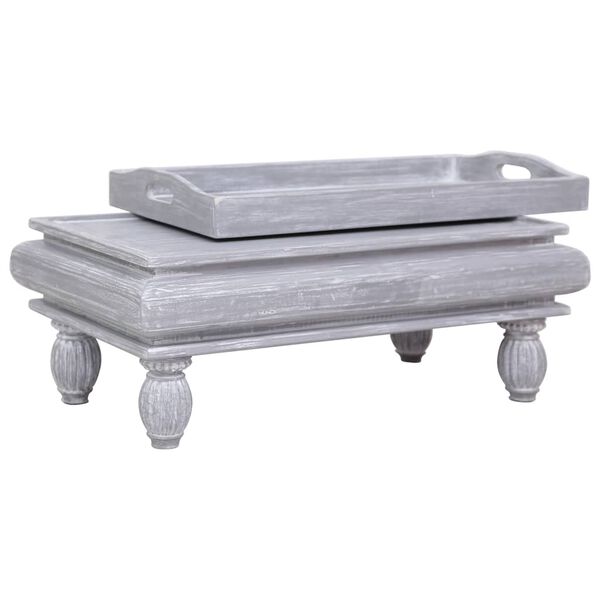 vidaXL Coffee Table Grey 90x50x40 cm Solid Mahogany Wood
