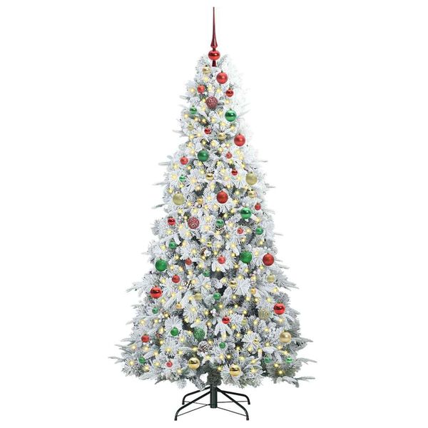 vidaXL Artificial Hinged Christmas Tree White 180 cm PE and PVC