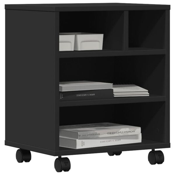 vidaXL Printer Stand with Wheels Black 41x32x48 cm