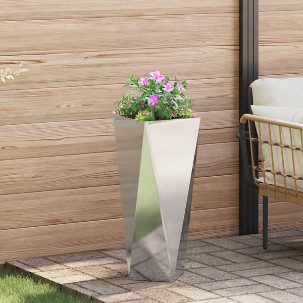 vidaXL Planter 2 pcs Silver 30 x 30 x 75 cm Stainless Steel