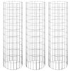 vidaXL Circular Gabion Raised Beds 3 pcs Galvanised Steel Ø30x100 cm