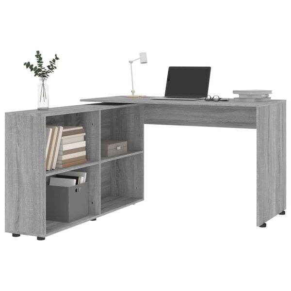 vidaXL Corner Desk Grey Sonoma Engineered Wood