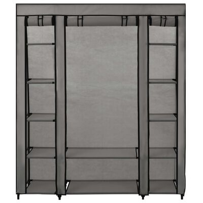 vidaXL Wardrobe with Compartments and Rods Grey 150x45x176 cm Fabric