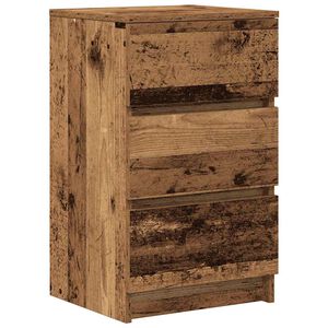 vidaXL Bedside Cabinet with 3 Drawers Old Wood 39x35x65 cm