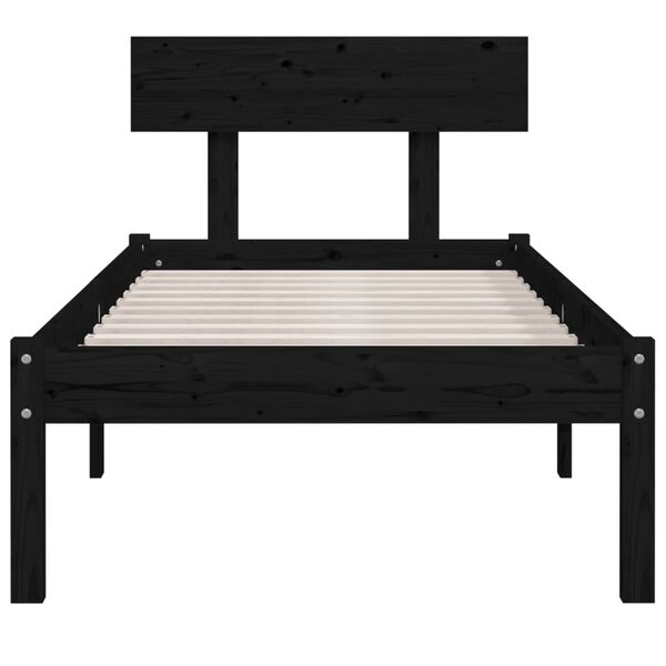 vidaXL Bed Frame without Mattress Black Solid Wood 90x200 cm