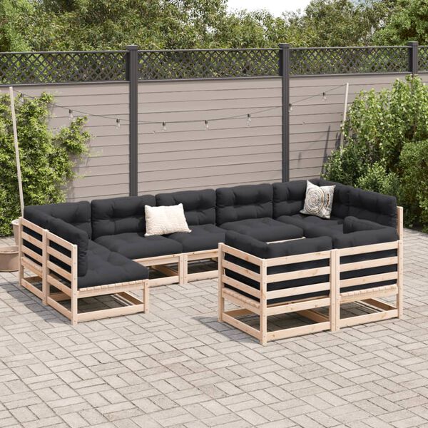 vidaXL 9 Piece Garden Sofa Set Solid Wood Pine