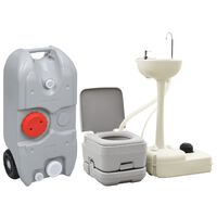 vidaXL Portable Camping Toilet and Handwash Stand Set with Water Tank