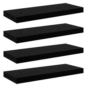 vidaXL Floating Wall Shelves 4 pcs High Gloss Black 60x23.5x3.8 cm MDF