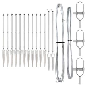 vidaXL Ground Spike Fence Post 13 pcs Silver Powder-Coated Steel