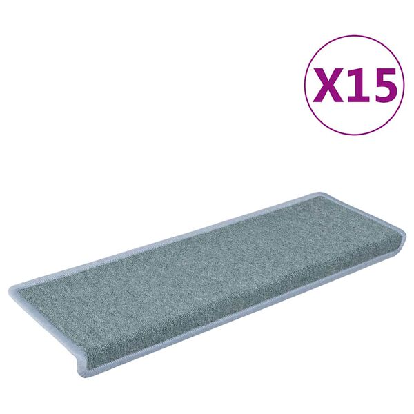 vidaXL Stair Mats 15 pcs 65x21x4 cm Sea Blue Rectangular Edge