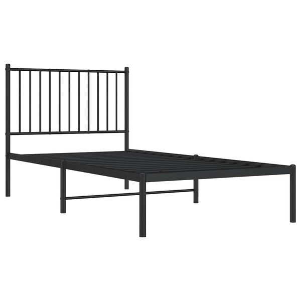 vidaXL Metal Bed Frame without Mattress with Headboard Black 90x190cm