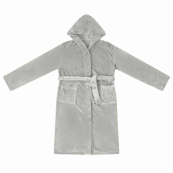 vidaXL Bathrobe Hoodie Grey L Flannel